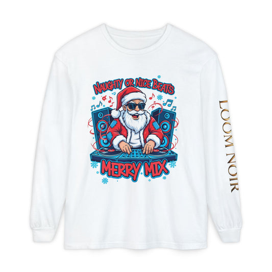 DJ Santa Long Sleeve Shirt | Naughty or Nice Beats Christmas Tee