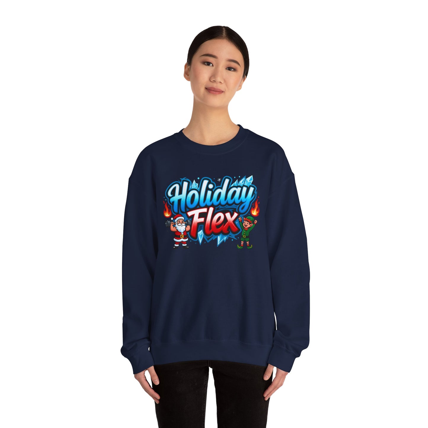 Holiday Flex Santa & Elf Sweatshirt - Funny Christmas Crewneck | Loom Noir