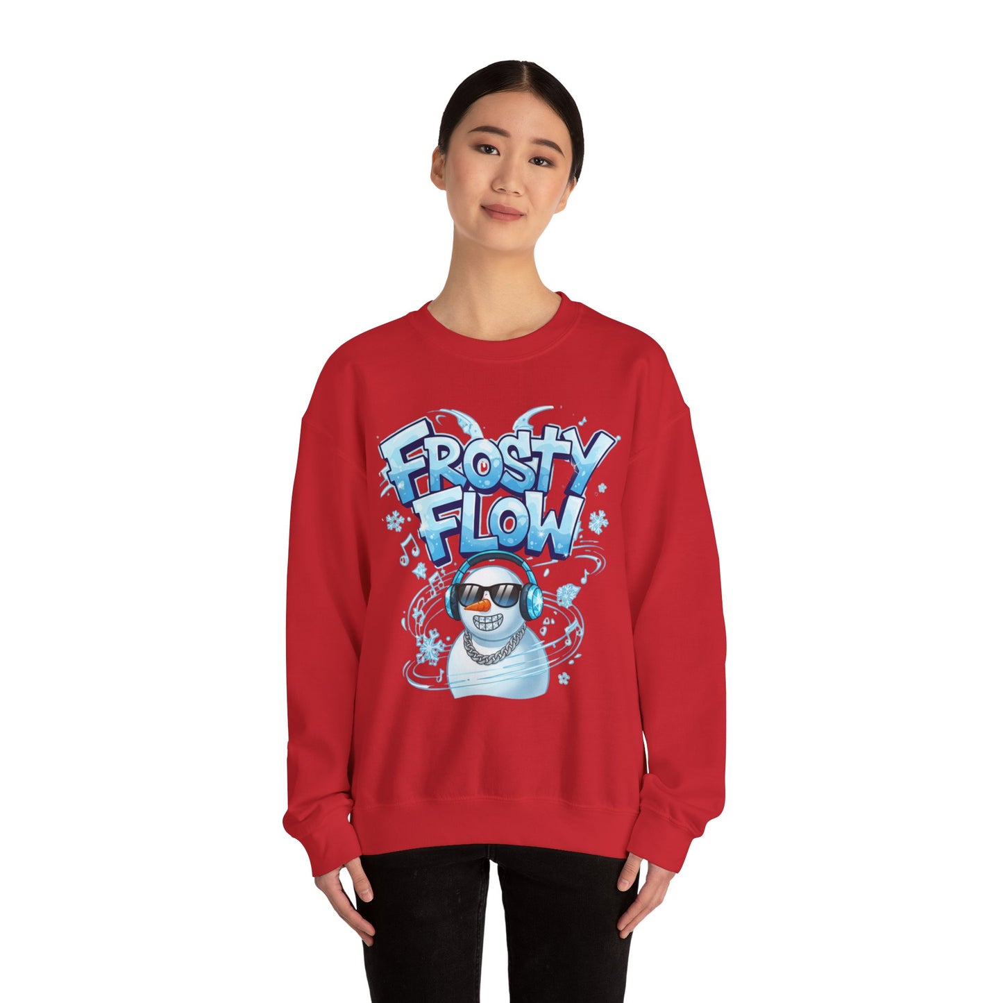 Frosty Flow Sweatshirt - Cool Snowman Graphic Crewneck | Loom Noir
