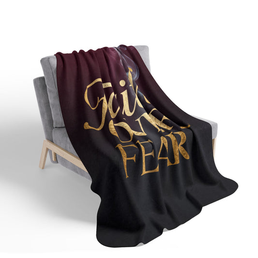Faith Over Fear Sherpa Blanket | Inspirational Christian Throw