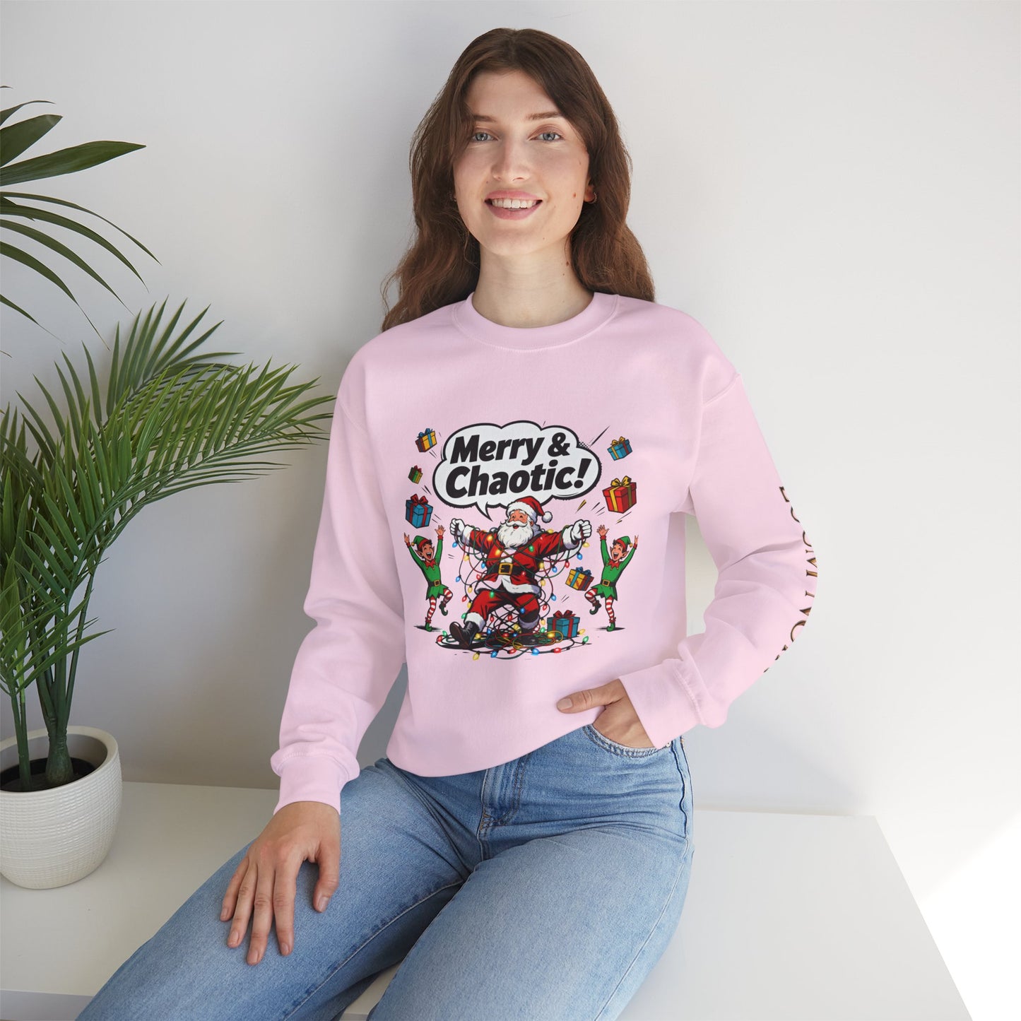 Merry & Chaotic Santa Christmas Crewneck Sweatshirt