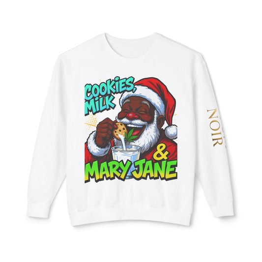 Cookies Milk & Mary Jane Sweatshirt - Funny Holiday Crewneck | Loom Noir