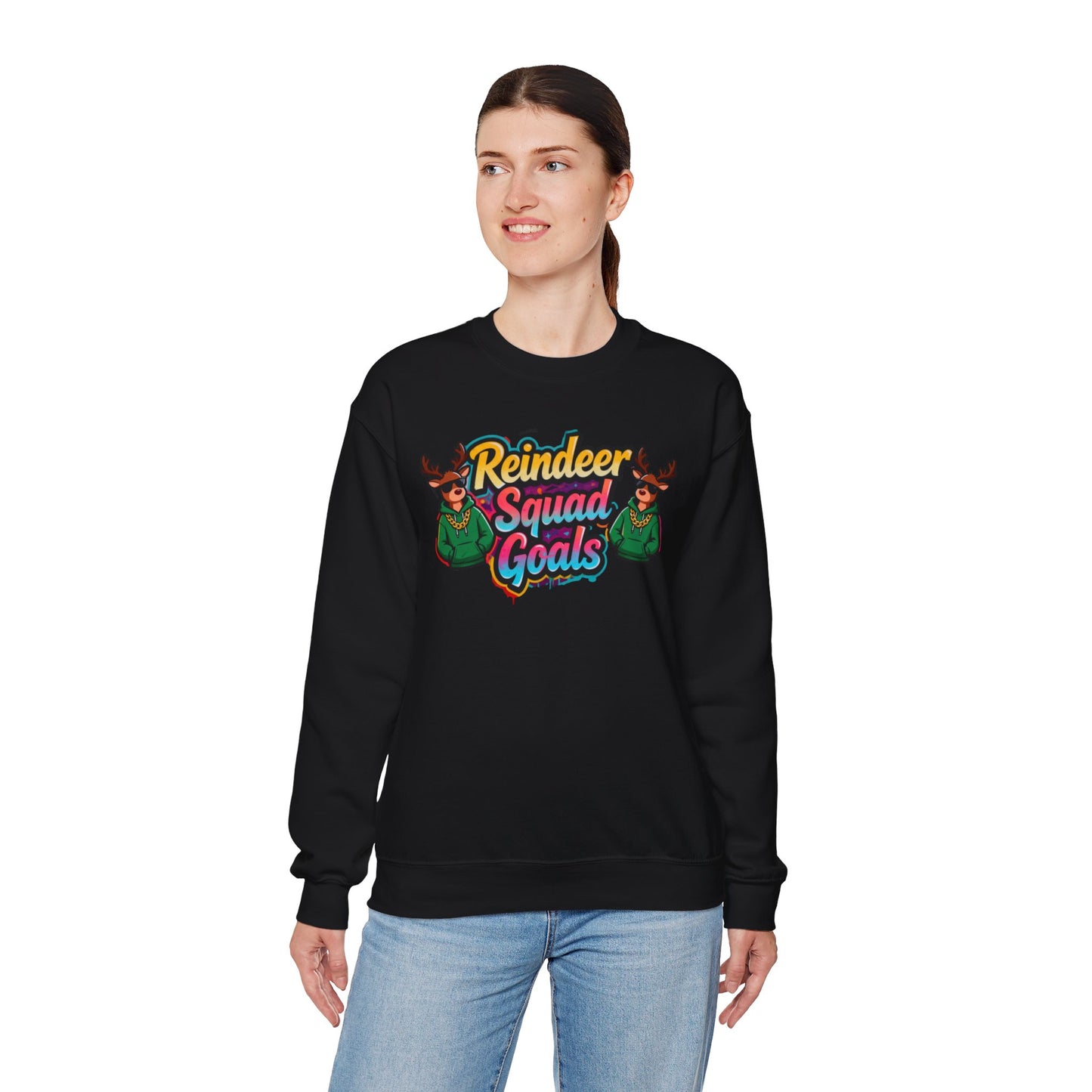 Reindeer Squad Goals Sweatshirt - Funny Christmas Crewneck | Loom Noir