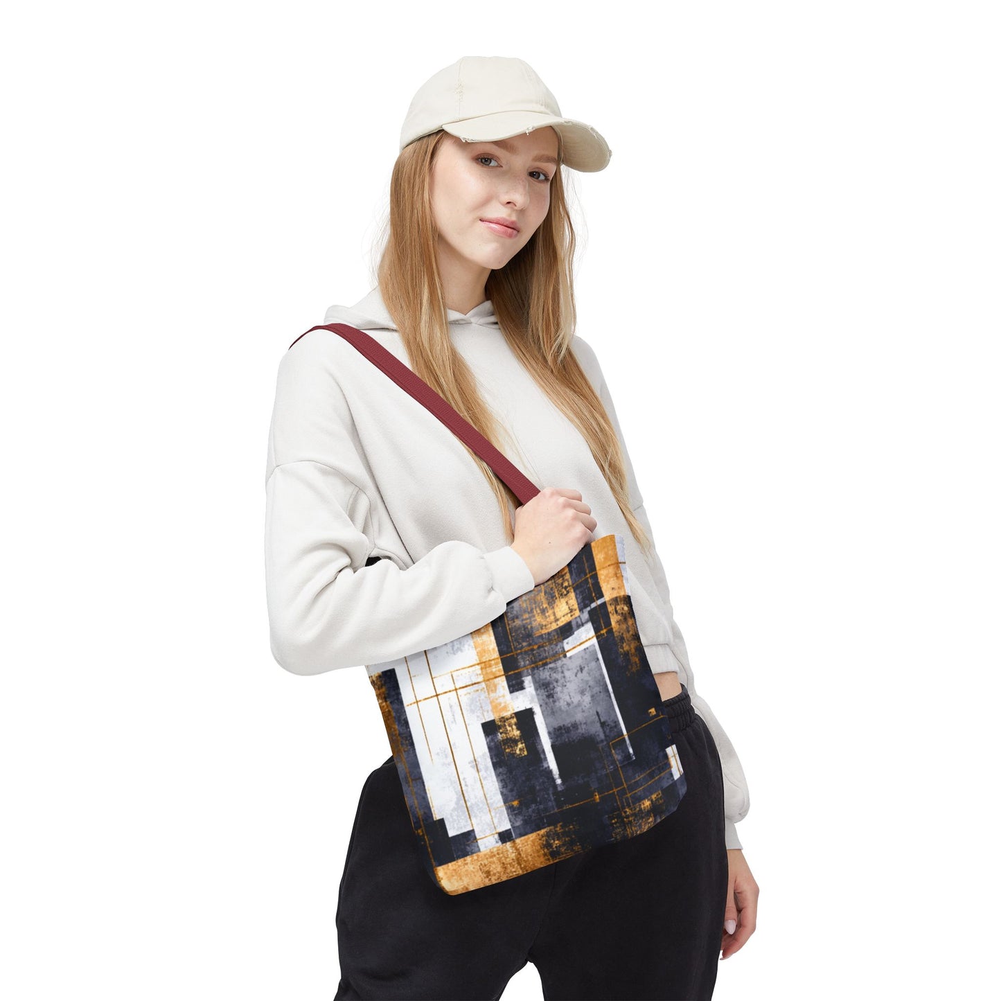 Modern Gold & Navy Tote Bag - Stylish Shopping Bag | Loom Noir