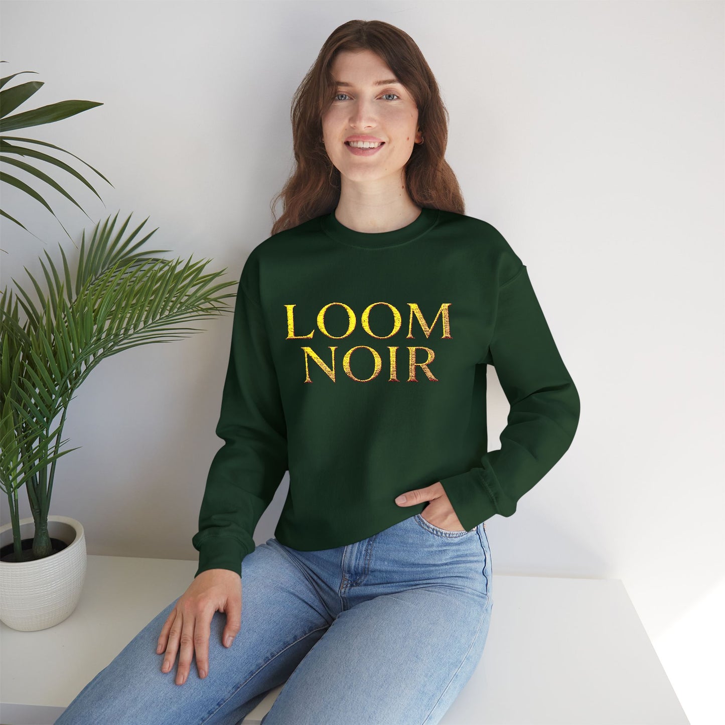 Gothic Gold Script Crewneck - Loom Noir Streetwear Sweatshirt