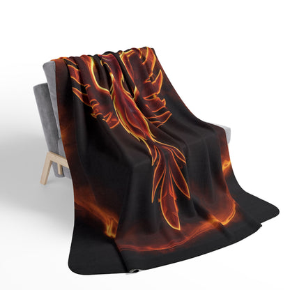 Phoenix Flame Sherpa Blanket | Fiery Mythical Bird Fleece Throw