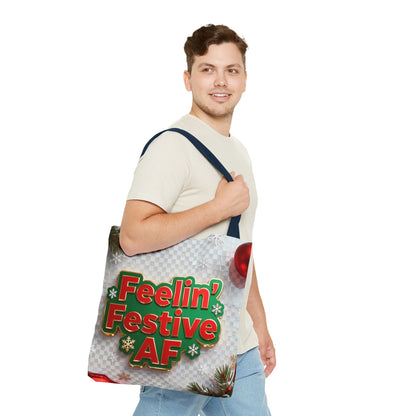Feelin' Festive AF Tote Bag - Holiday Shopping Bag | Loom Noir