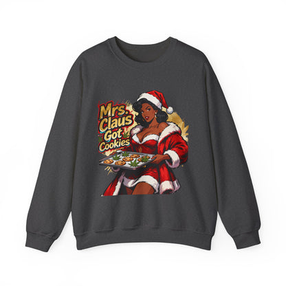 Mrs. Claus Got Cookies Sweatshirt - Retro Pinup Christmas Crewneck | Loom Noir