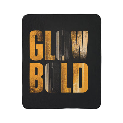 Glow Bold Sherpa Blanket | Vintage Gold Typography Throw