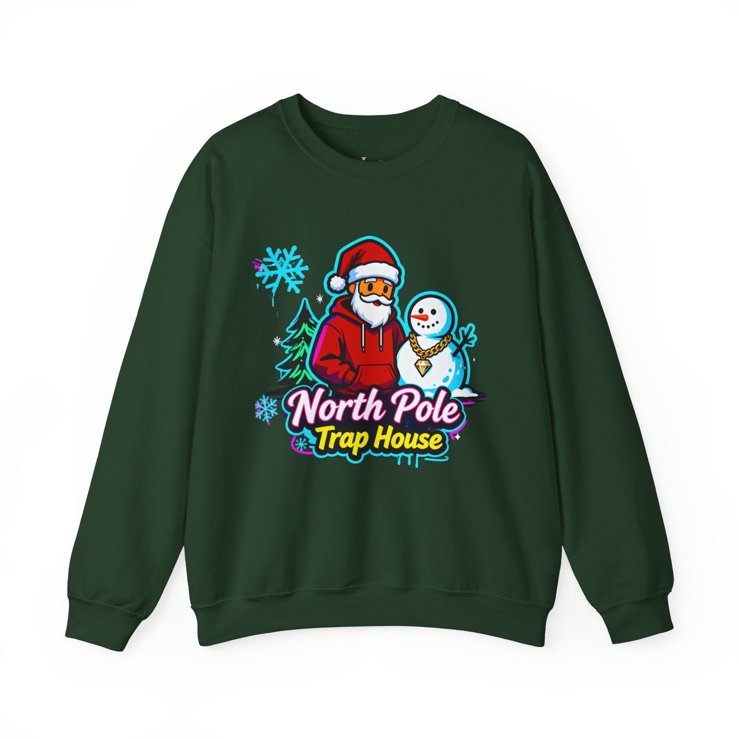 North Pole Trap House Sweatshirt - Funny Santa Christmas Crewneck | Loom Noir