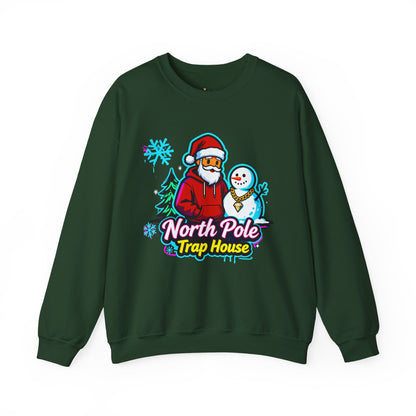 North Pole Trap House Sweatshirt - Funny Santa Christmas Crewneck | Loom Noir