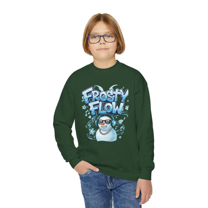 Frosty Flow Youth Sweatshirt - Kids Snowman Pullover | Loom Noir