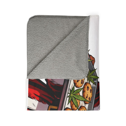 Mrs. Claus Got Cookies Sherpa Blanket | Retro Pinup Holiday Throw