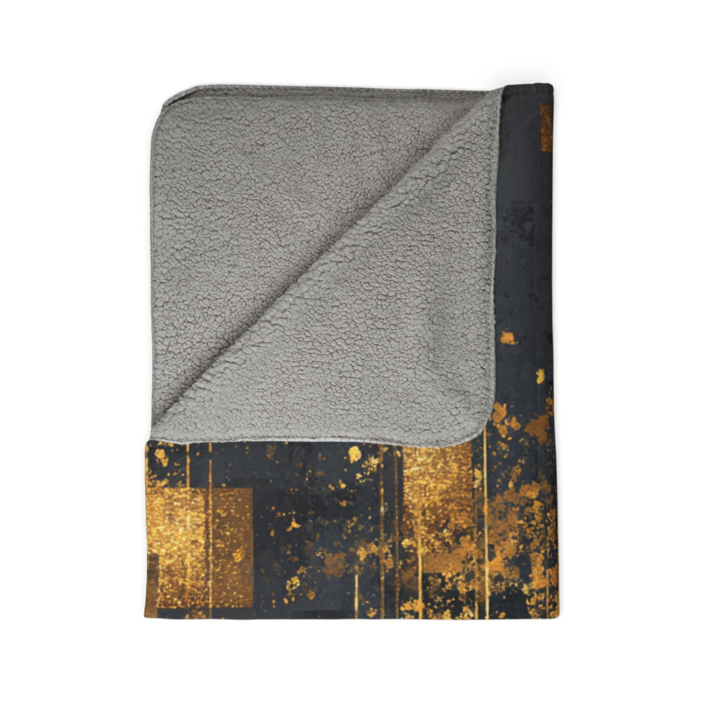 Gold Geometric Sherpa Blanket — Modern Luxe Fleece Throw