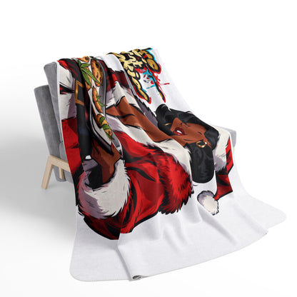 Mrs. Claus Got Cookies Sherpa Blanket | Retro Pinup Holiday Throw