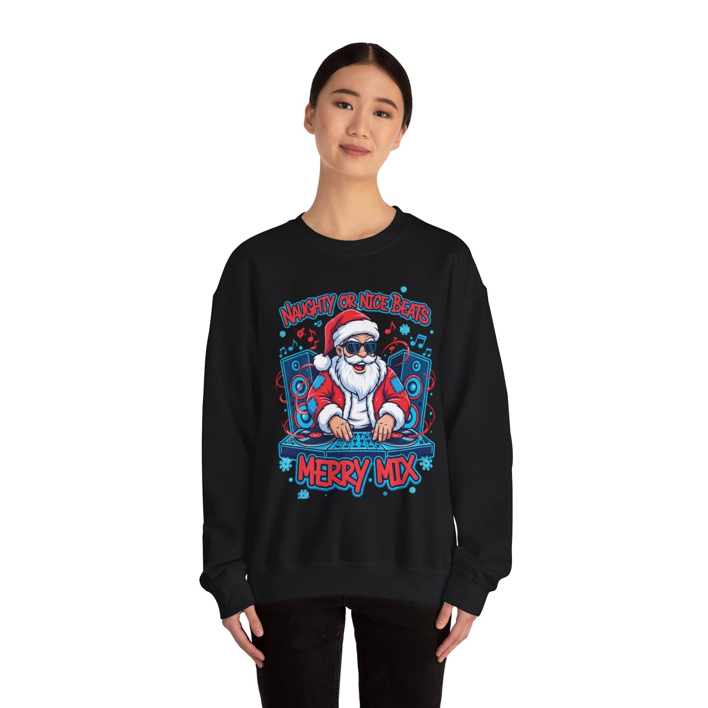 DJ Santa Merry Mix Sweatshirt - Naughty or Nice Beats Christmas | Loom Noir
