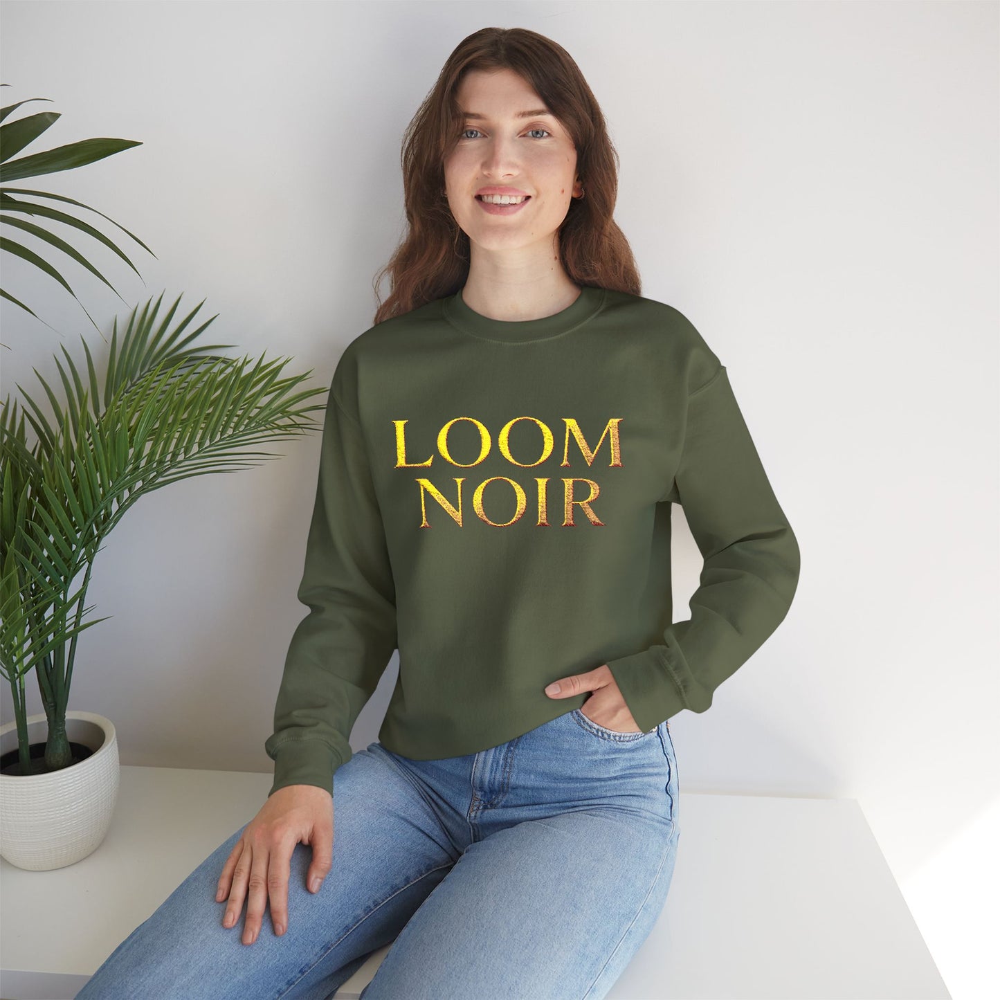 Gothic Gold Script Crewneck - Loom Noir Streetwear Sweatshirt