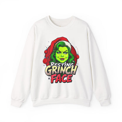 Funny Christmas Grinch Face Sweatshirt - Women's Crewneck | Loom Noir