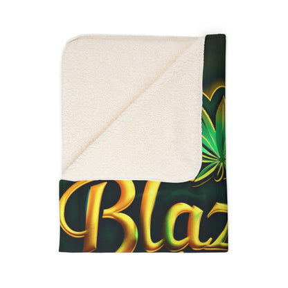 Blazed & Blessed Sherpa Blanket | Cannabis-Themed Fleece Throw
