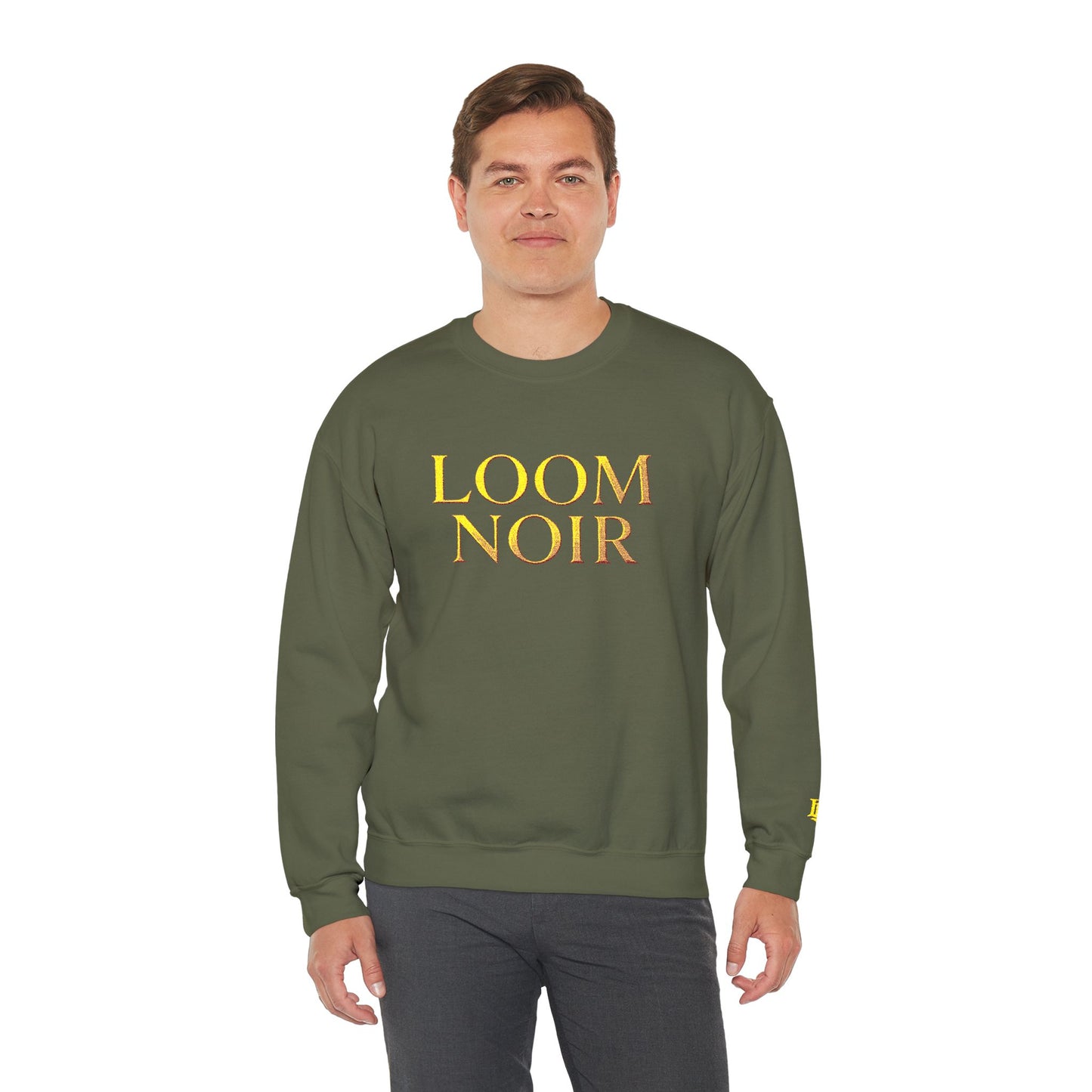 Gothic Gold Script Crewneck - Loom Noir Streetwear Sweatshirt
