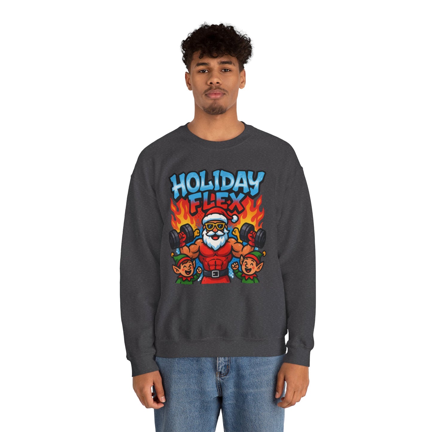 Holiday Flex Sweatshirt - Funny Christmas Fitness Crewneck | Loom Noir