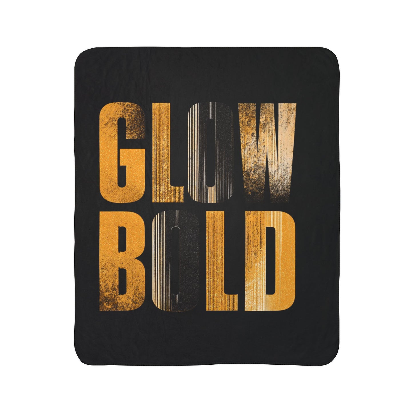 Glow Bold Sherpa Blanket | Vintage Gold Typography Throw