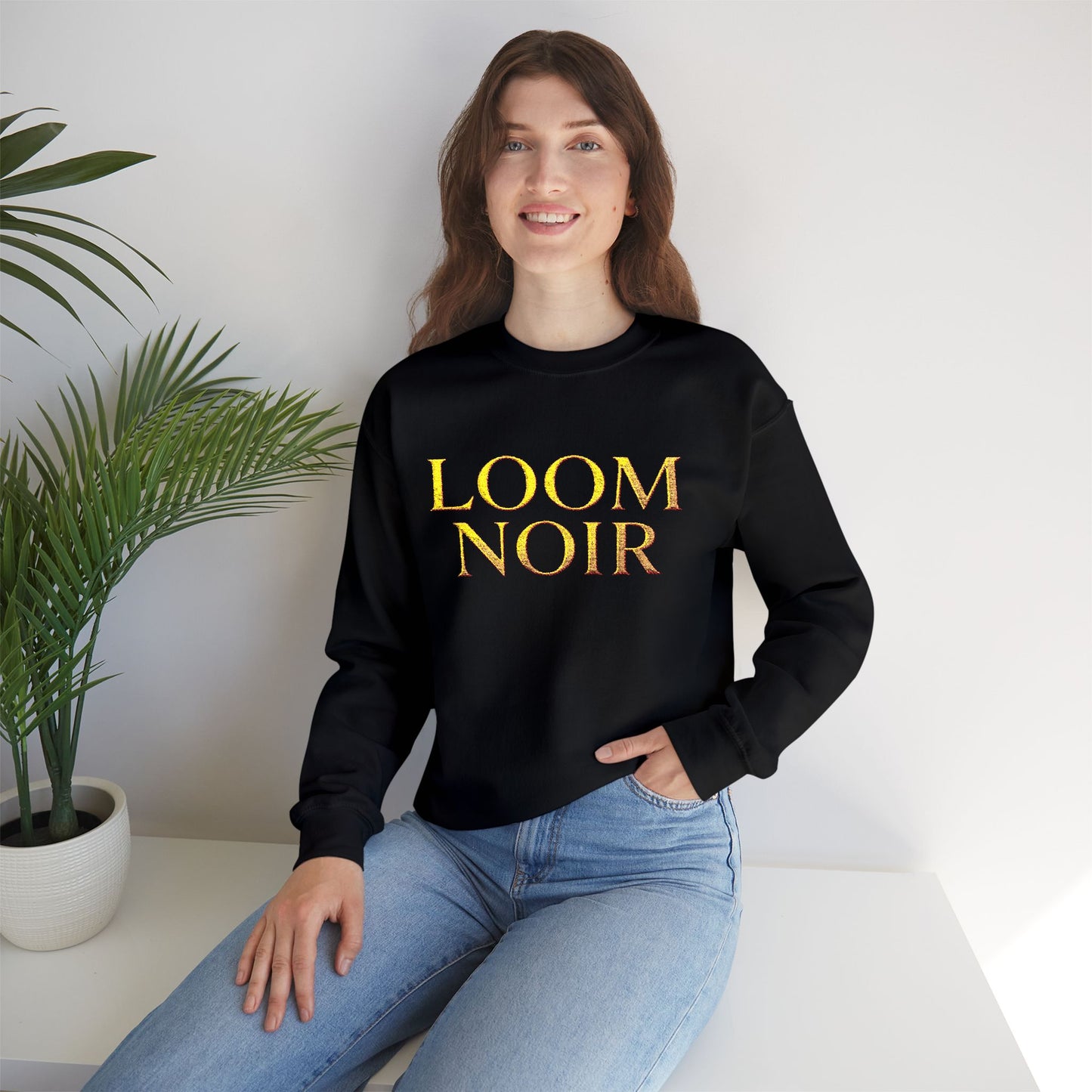 Gothic Gold Script Crewneck - Loom Noir Streetwear Sweatshirt