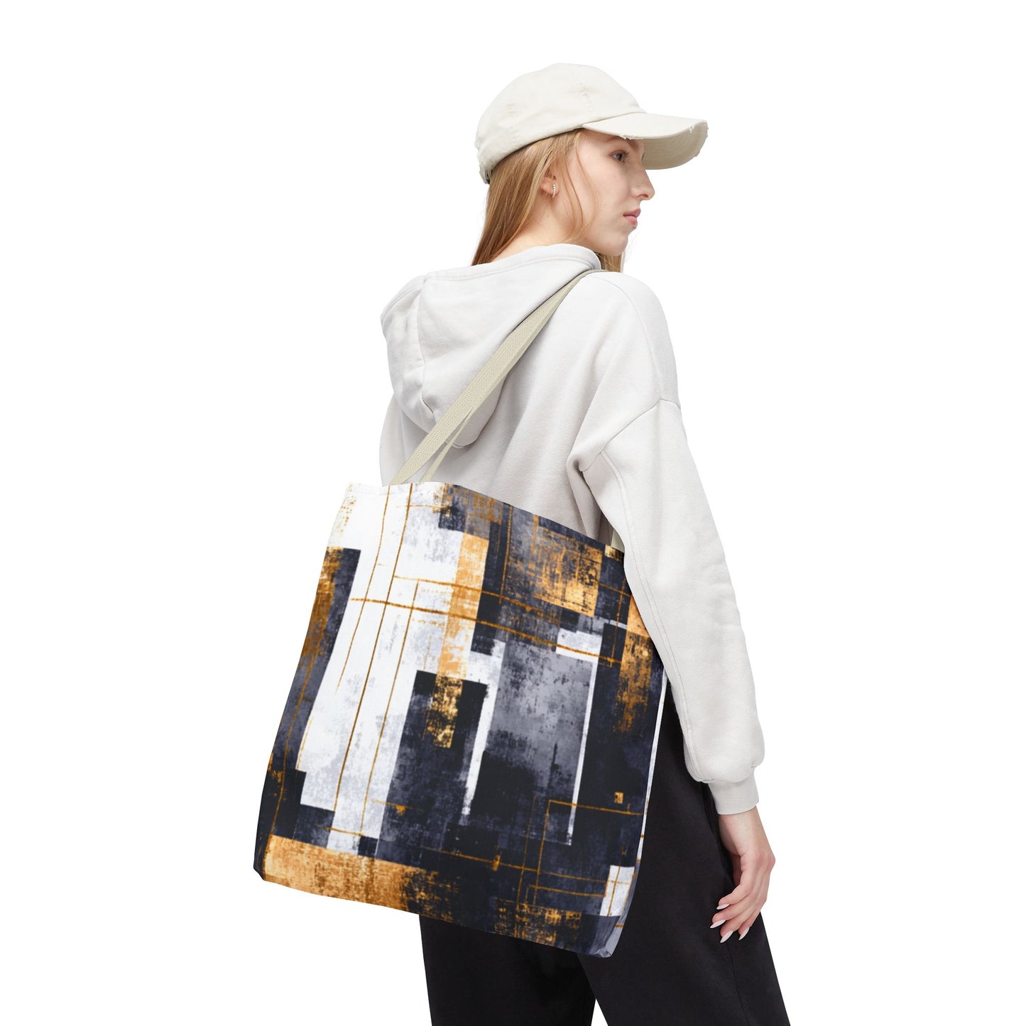 Modern Gold & Navy Tote Bag - Stylish Shopping Bag | Loom Noir