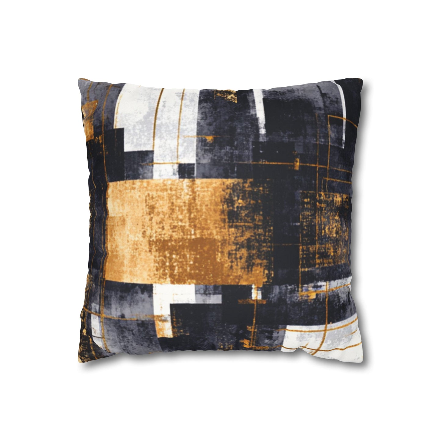 Abstract Gold & Charcoal Faux Suede Pillowcase — Luxury Accent Pillow | Loom Noir