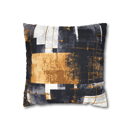 Abstract Gold & Charcoal Faux Suede Pillowcase — Luxury Accent Pillow | Loom Noir