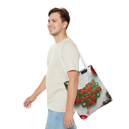 Feelin' Festive AF Tote Bag - Holiday Shopping Bag | Loom Noir