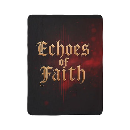 Echoes of Faith Sherpa Blanket | Religious Throw with Gothic Gold Text