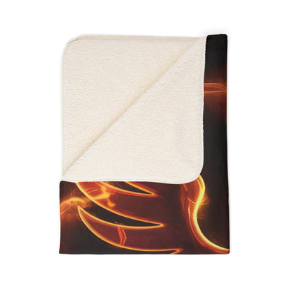 Phoenix Flame Sherpa Blanket | Fiery Mythical Bird Fleece Throw
