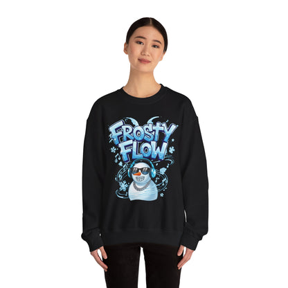 Frosty Flow Sweatshirt - Cool Snowman Graphic Crewneck | Loom Noir
