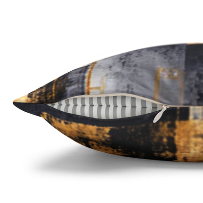 Abstract Gold & Charcoal Faux Suede Pillowcase — Luxury Accent Pillow | Loom Noir