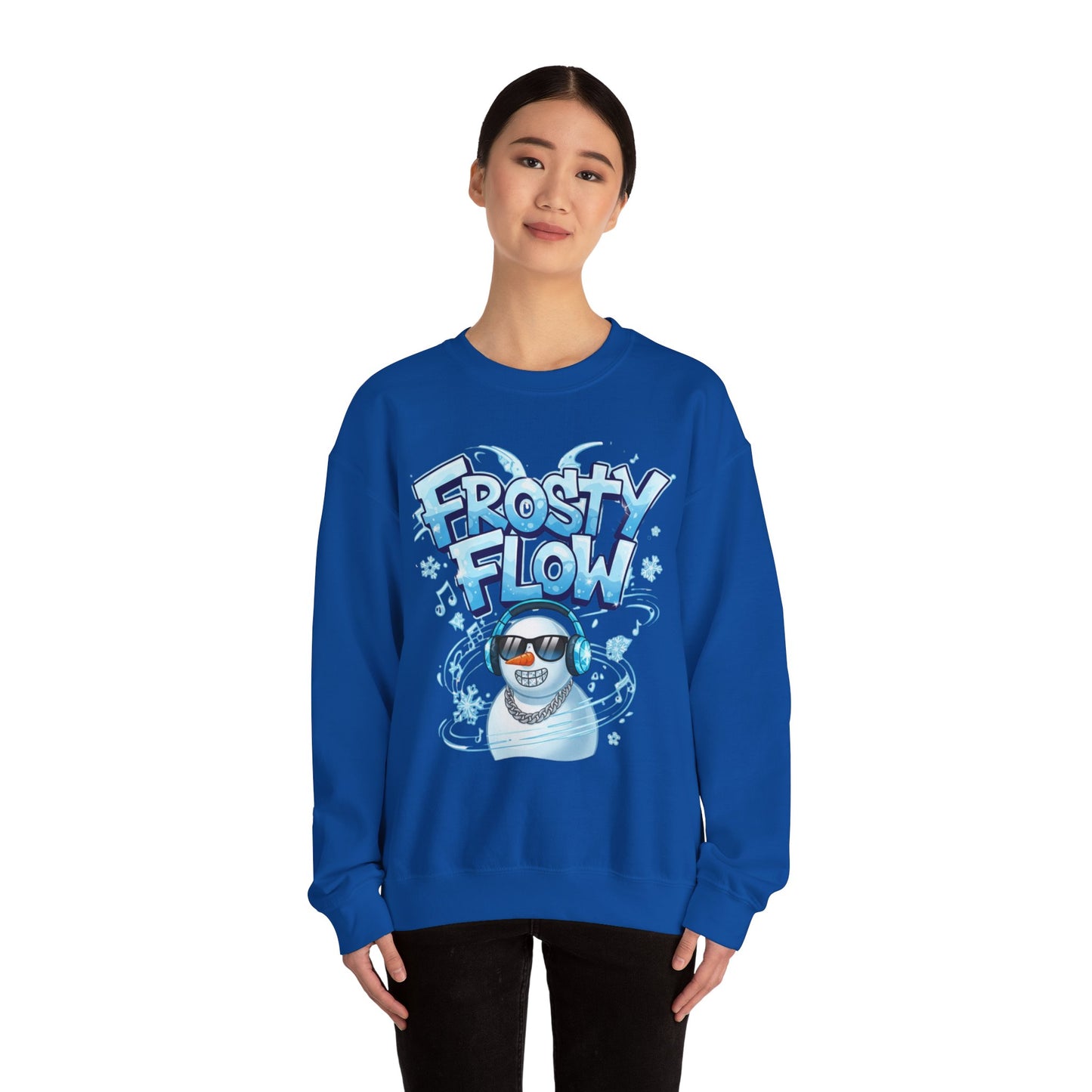 Frosty Flow Sweatshirt - Cool Snowman Graphic Crewneck | Loom Noir