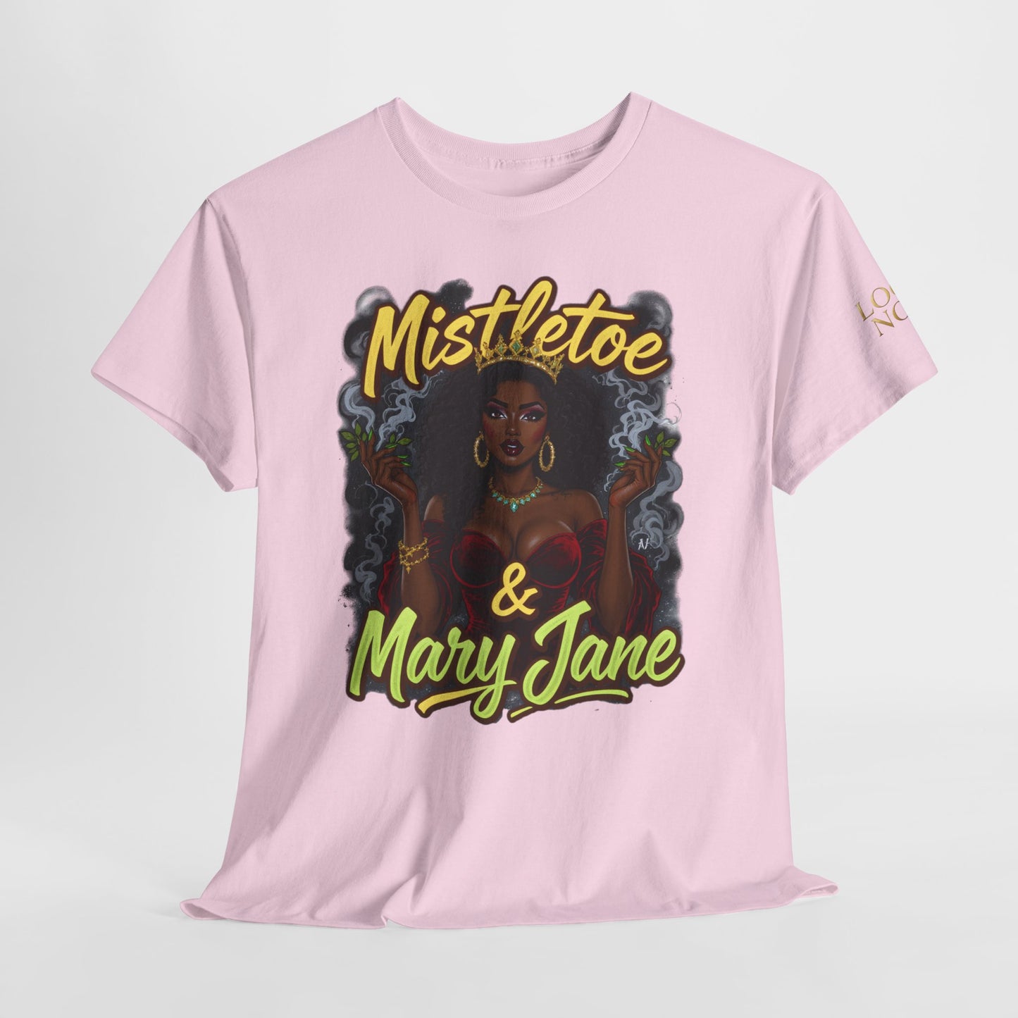 Mistletoe & Mary Jane Holiday Cannabis T-Shirt | Festive Weed Tee