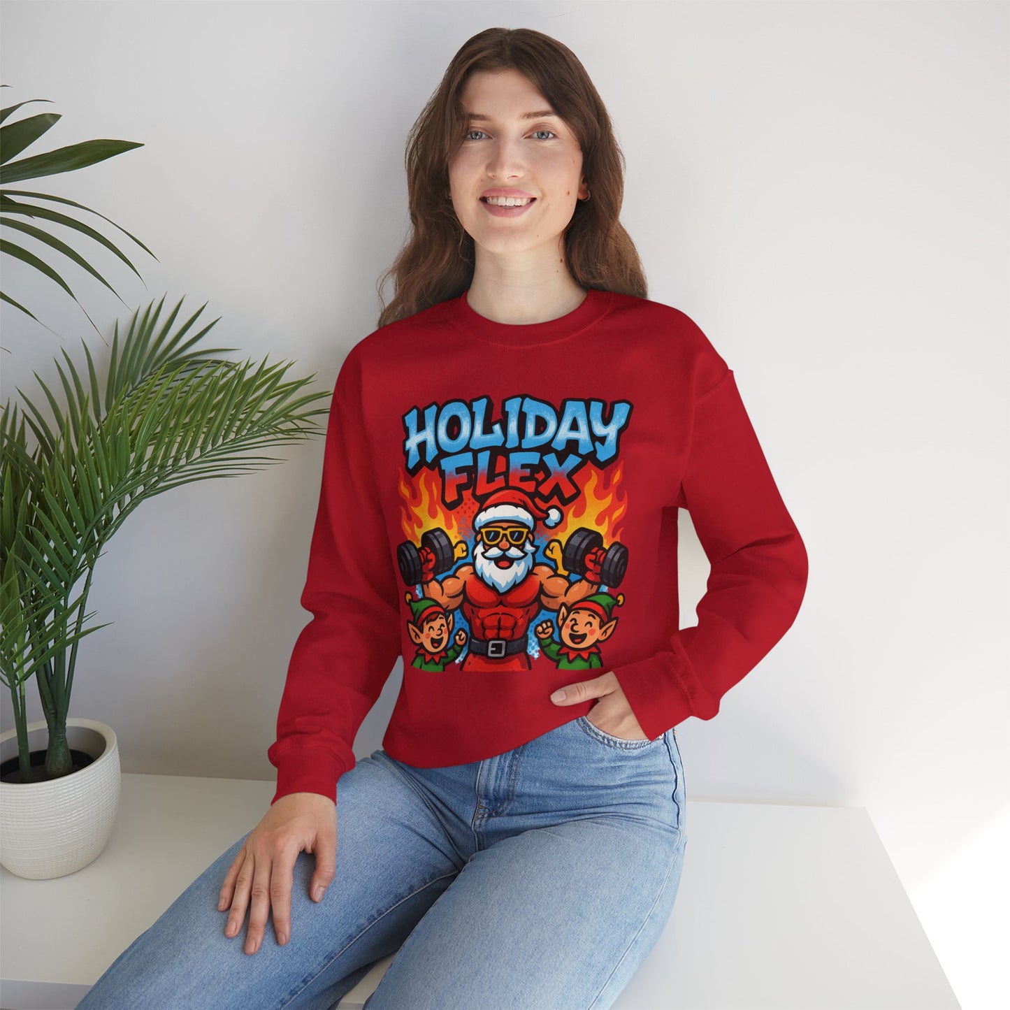 Holiday Flex Sweatshirt - Funny Christmas Fitness Crewneck | Loom Noir