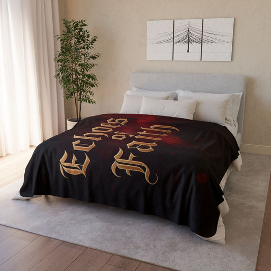 Echoes of Faith Sherpa Blanket | Religious Throw with Gothic Gold Text