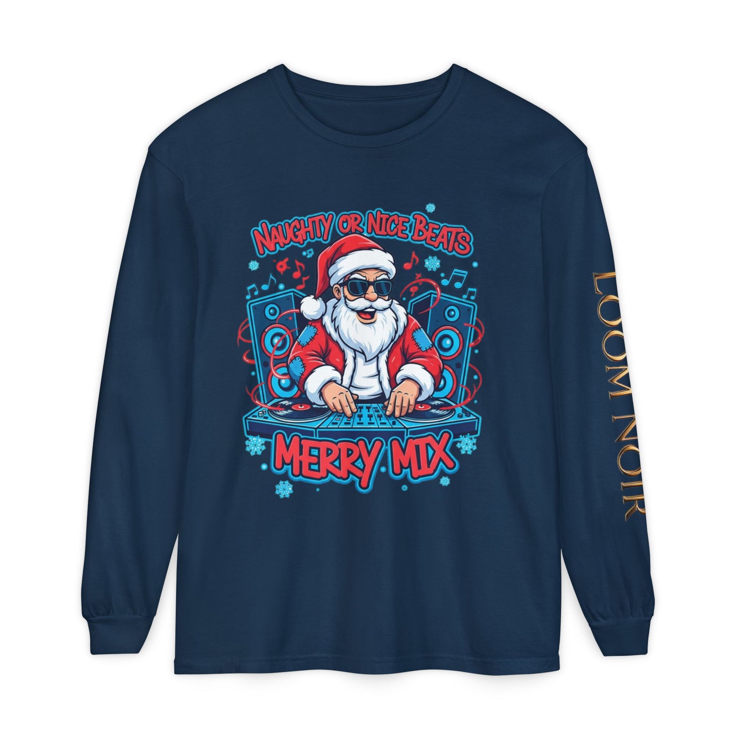 DJ Santa Long Sleeve Shirt | Naughty or Nice Beats Christmas Tee