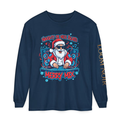 DJ Santa Long Sleeve Shirt | Naughty or Nice Beats Christmas Tee