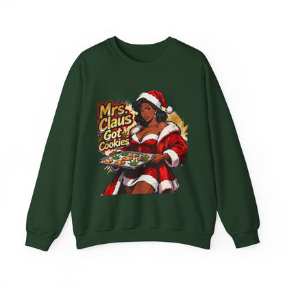 Mrs. Claus Got Cookies Sweatshirt - Retro Pinup Christmas Crewneck | Loom Noir