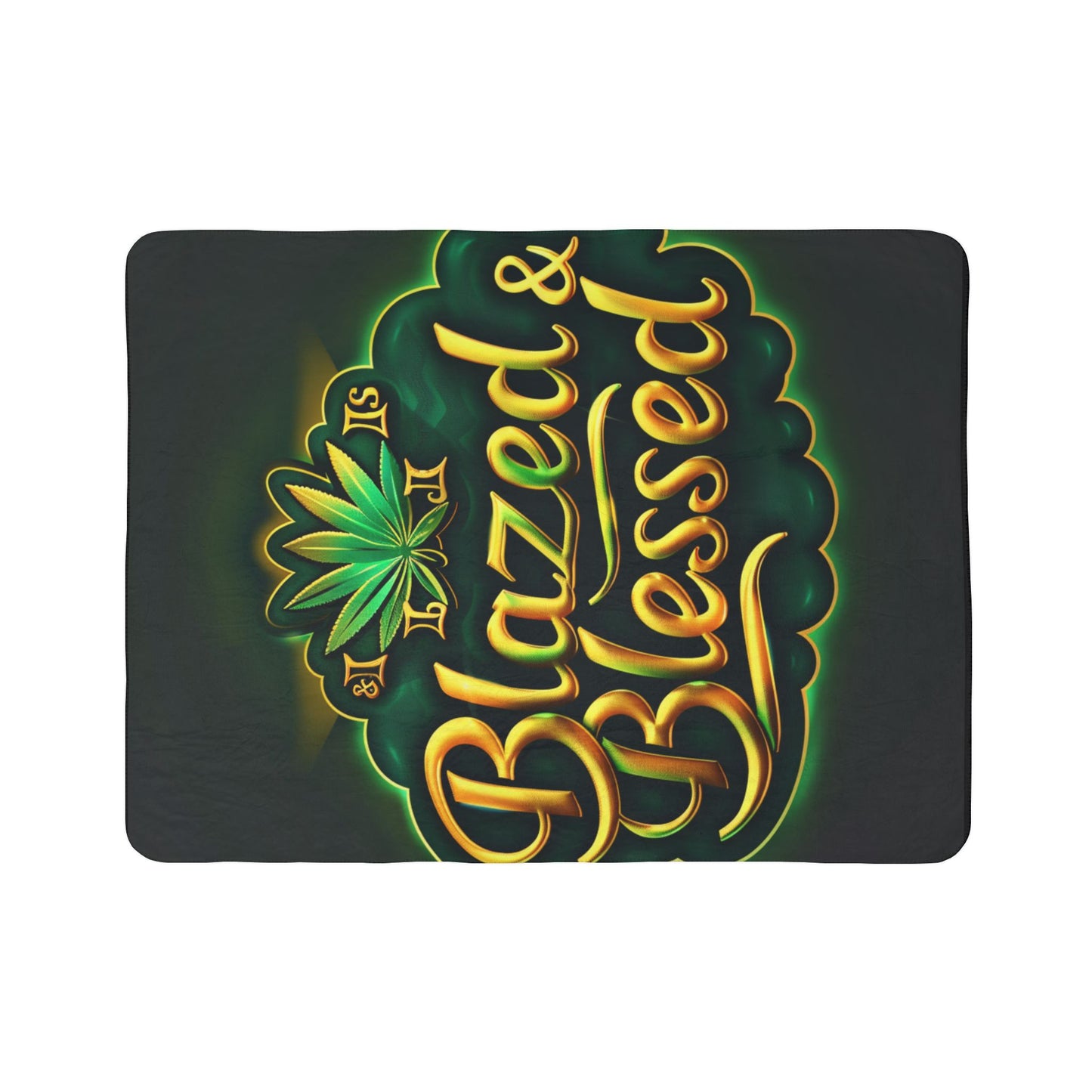Blazed & Blessed Sherpa Blanket | Cannabis-Themed Fleece Throw