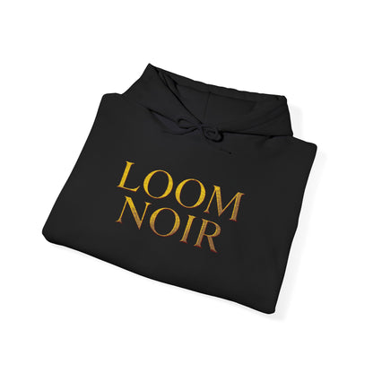 Gold Foil Text Hoodie - Loom Noir Premium Pullover | Streetwear