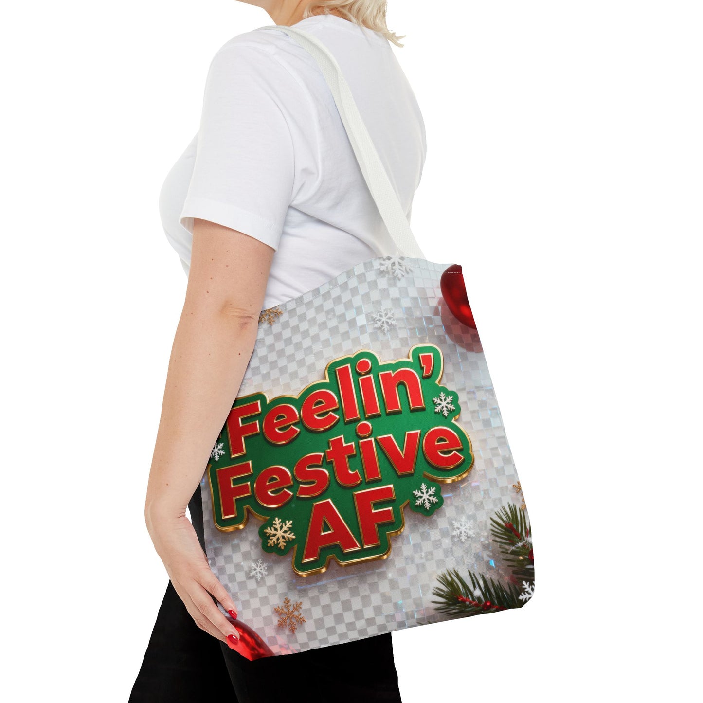 Feelin' Festive AF Tote Bag - Holiday Shopping Bag | Loom Noir