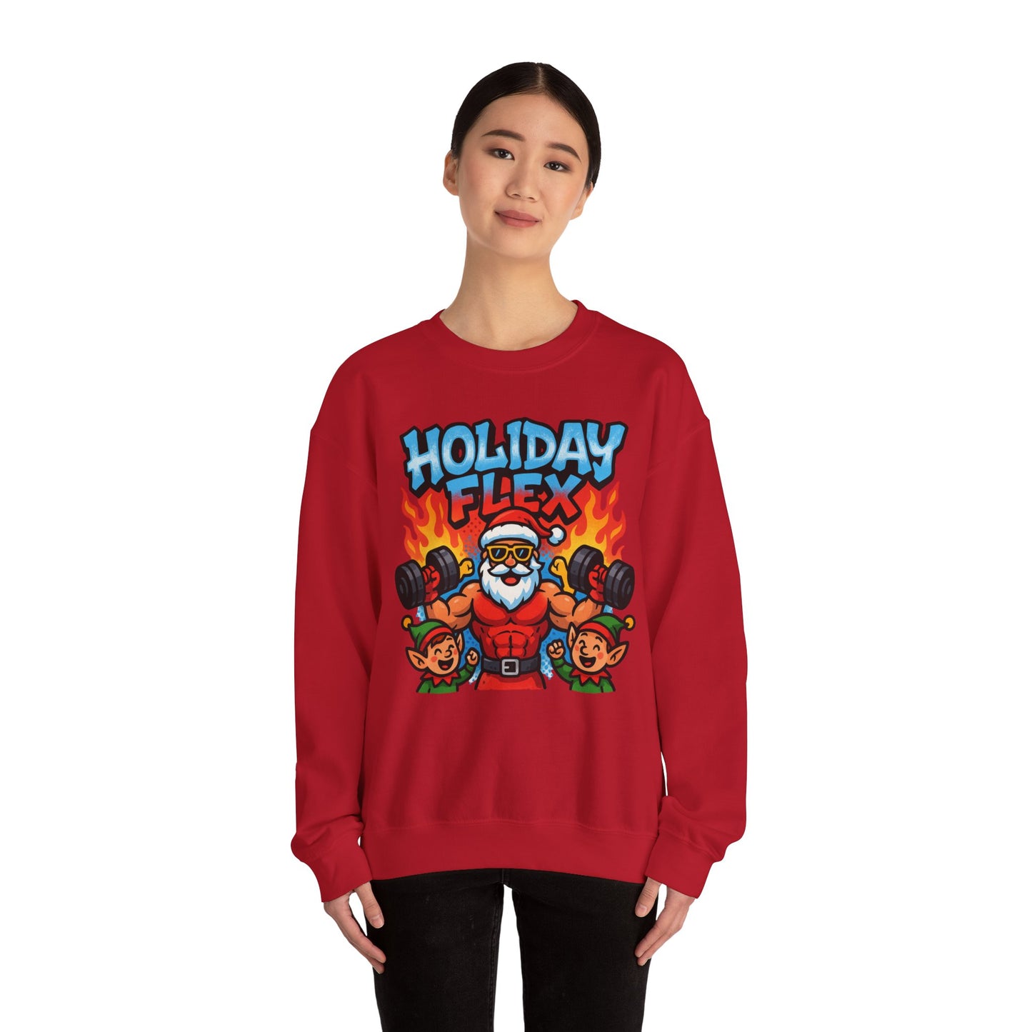 Holiday Flex Fit Santa Sweatshirt - Funny Christmas Crewneck | Loom Noir