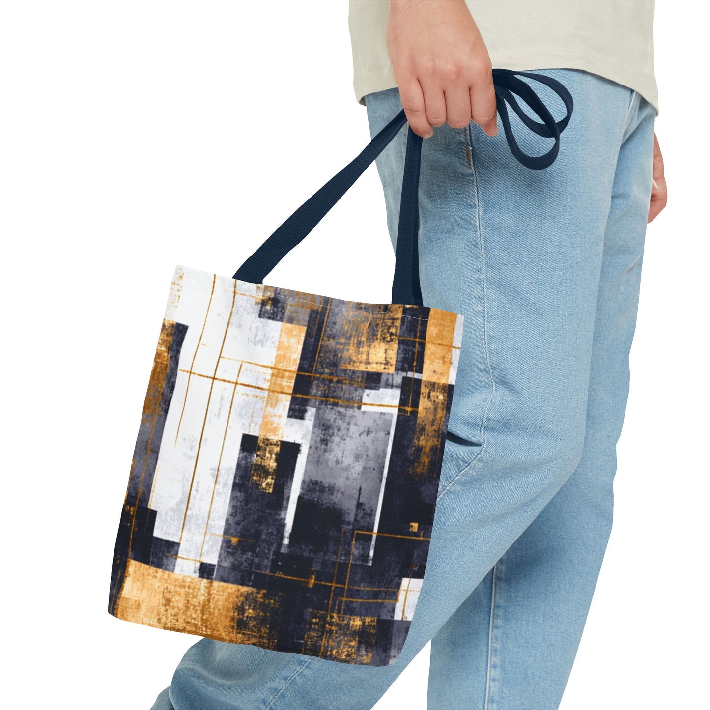 Modern Gold & Navy Tote Bag - Stylish Shopping Bag | Loom Noir