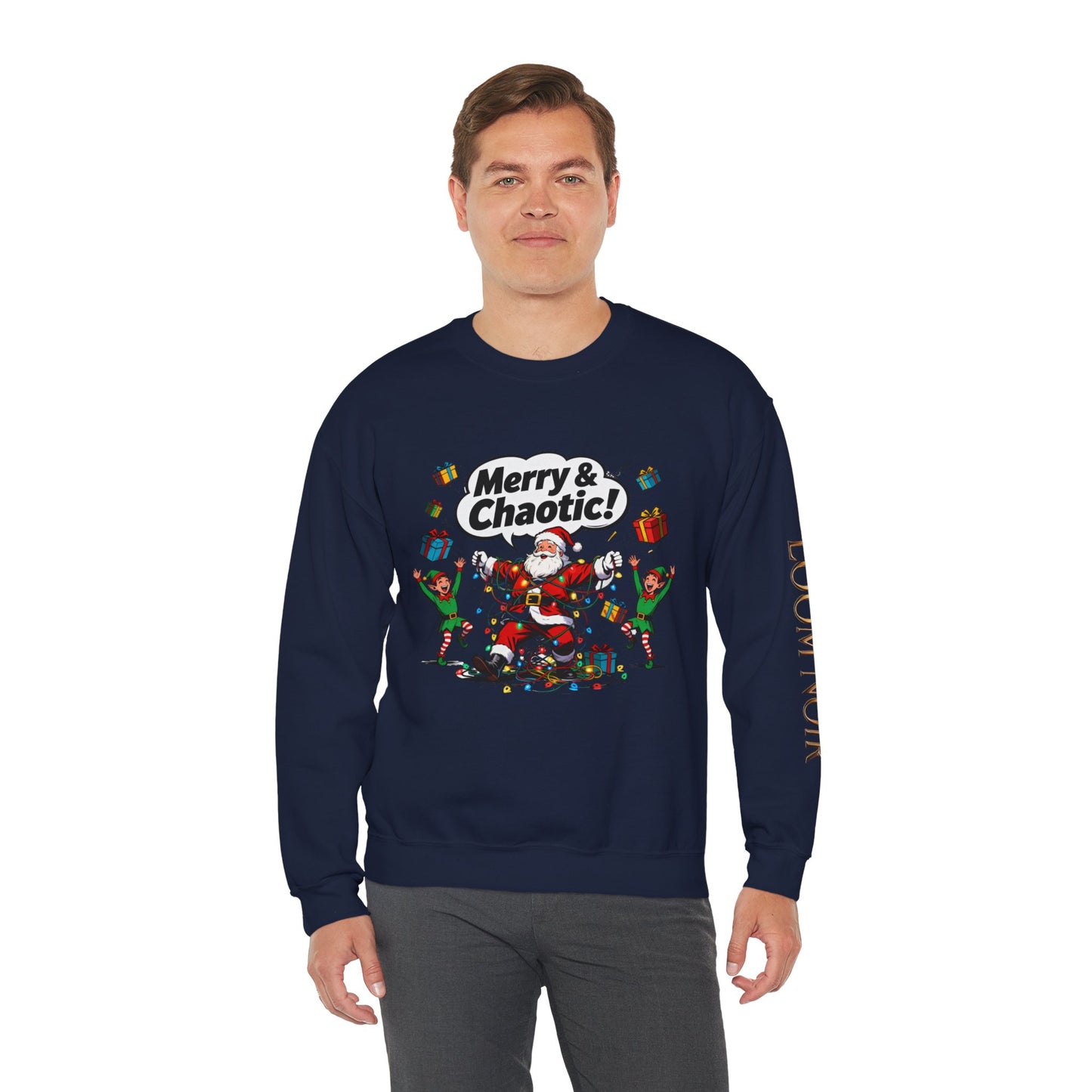 Merry & Chaotic Santa Christmas Crewneck Sweatshirt