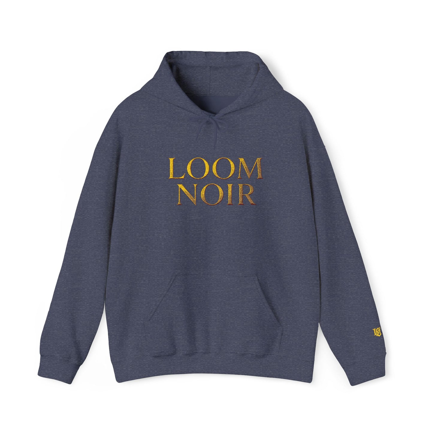 Gold Foil Text Hoodie - Loom Noir Premium Pullover | Streetwear