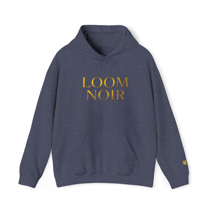 Gold Foil Text Hoodie - Loom Noir Premium Pullover | Streetwear